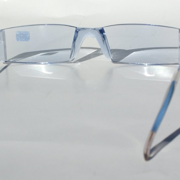 (NWT) Vintage 90's Rectangle Rimless Half Frame Reading Sunglasses +1.75 (Blue) - Picture 3 of 4